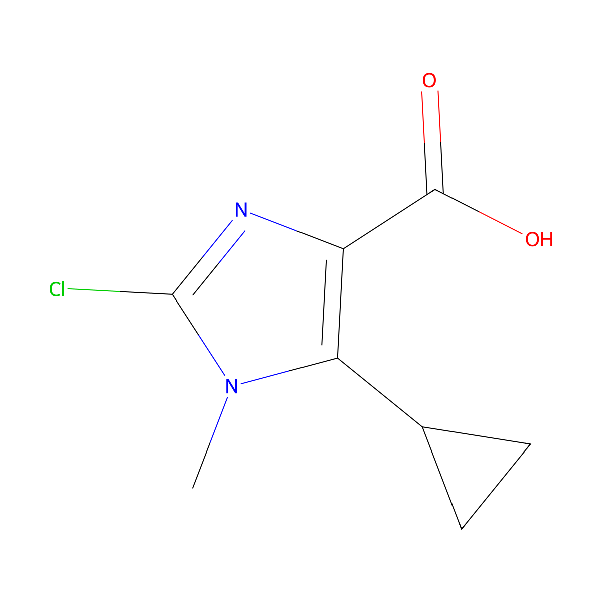 2-Chloro-5-cyclopropyl-1-methyl-1H-imidazole-4-carboxylic acid molecular structure, CAS 2091268-64-1