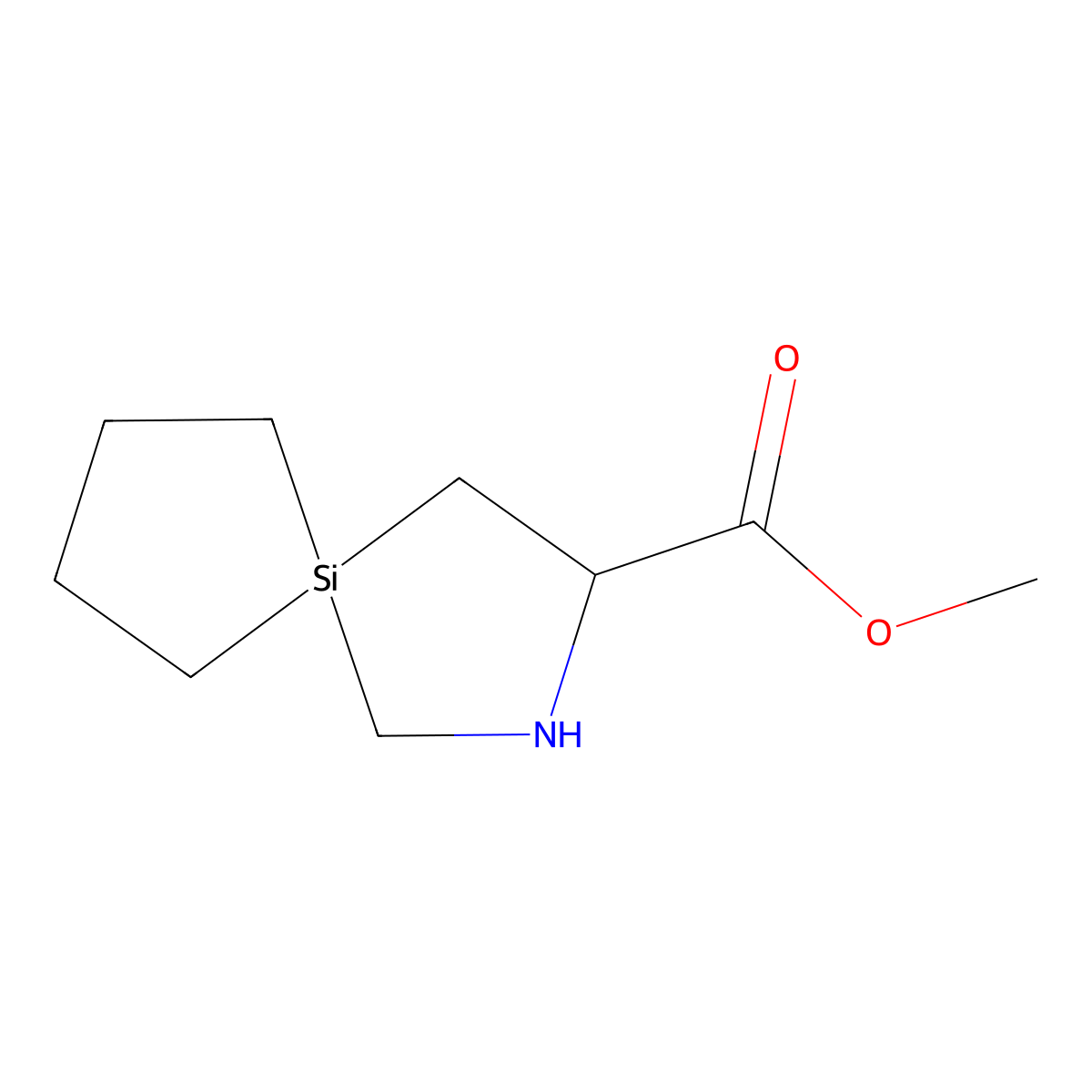 Methyl (3S)-2-aza-5-silaspiro[4.4]nonane-3-carboxylate molecular structure, CAS 2091268-67-4
