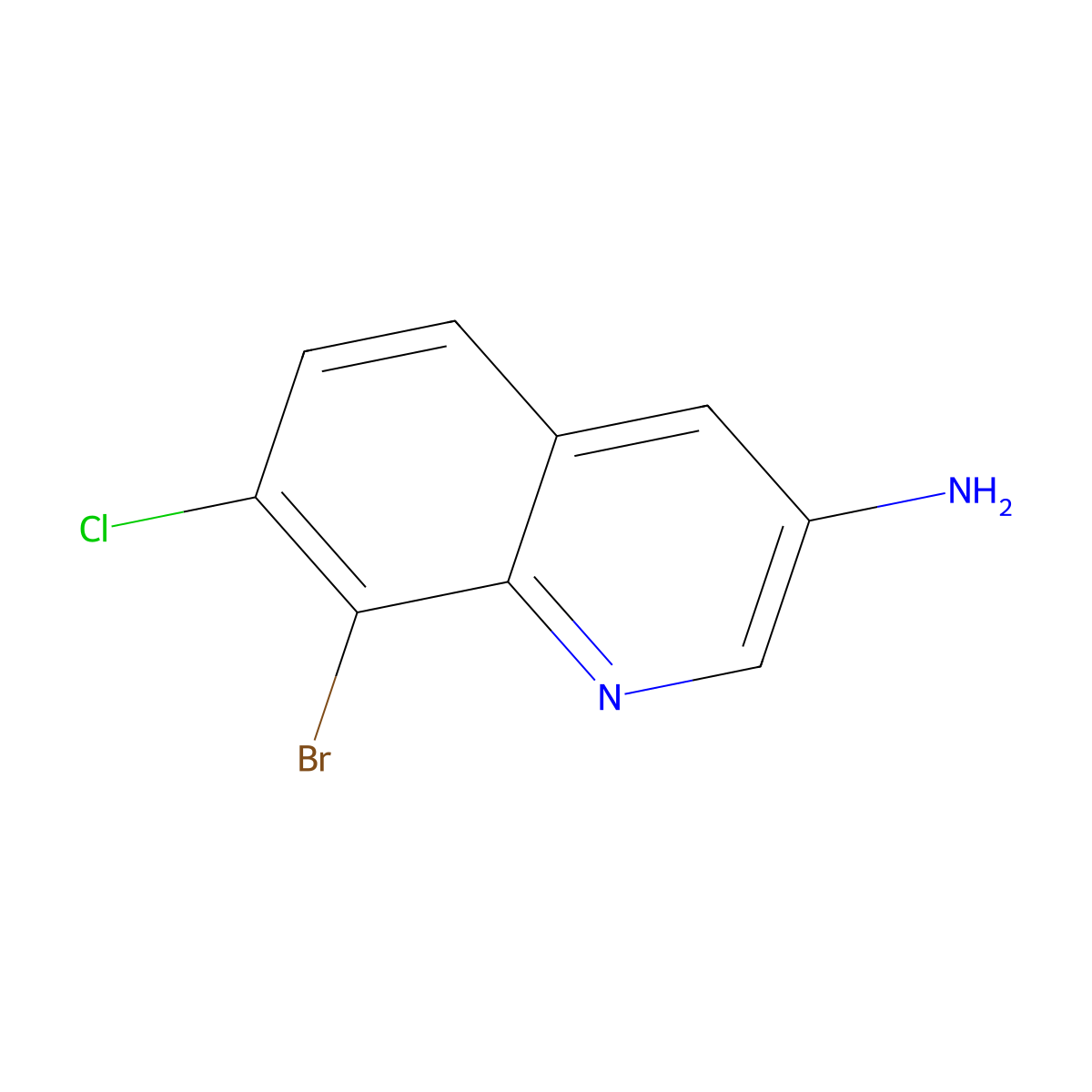 8-Bromo-7-chloroquinolin-3-amine molecular structure, CAS 2091268-96-9