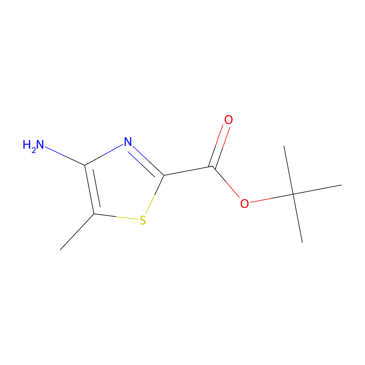tert-Butyl 4-amino-5-methyl-1,3-thiazole-2-carboxylate molecular structure, CAS 2091269-09-7