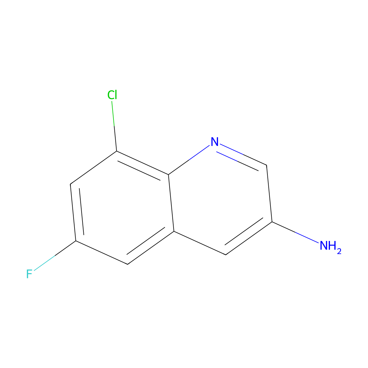 8-Chloro-6-fluoroquinolin-3-amine molecular structure, CAS 2091269-37-1