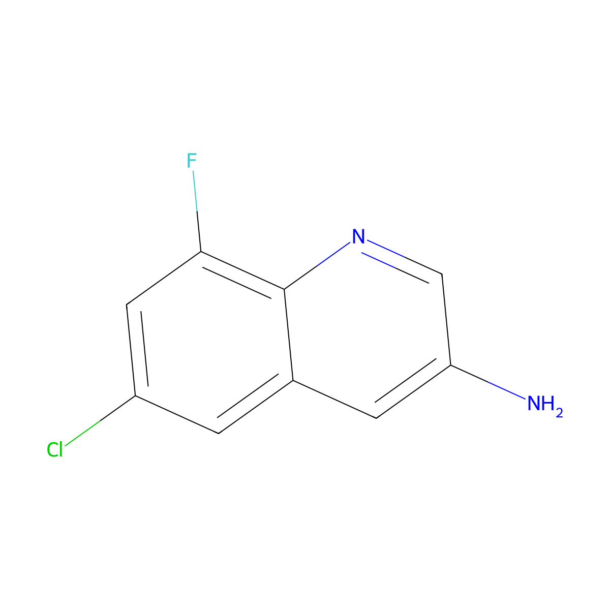 6-Chloro-8-fluoroquinolin-3-amine molecular structure, CAS 2091269-43-9