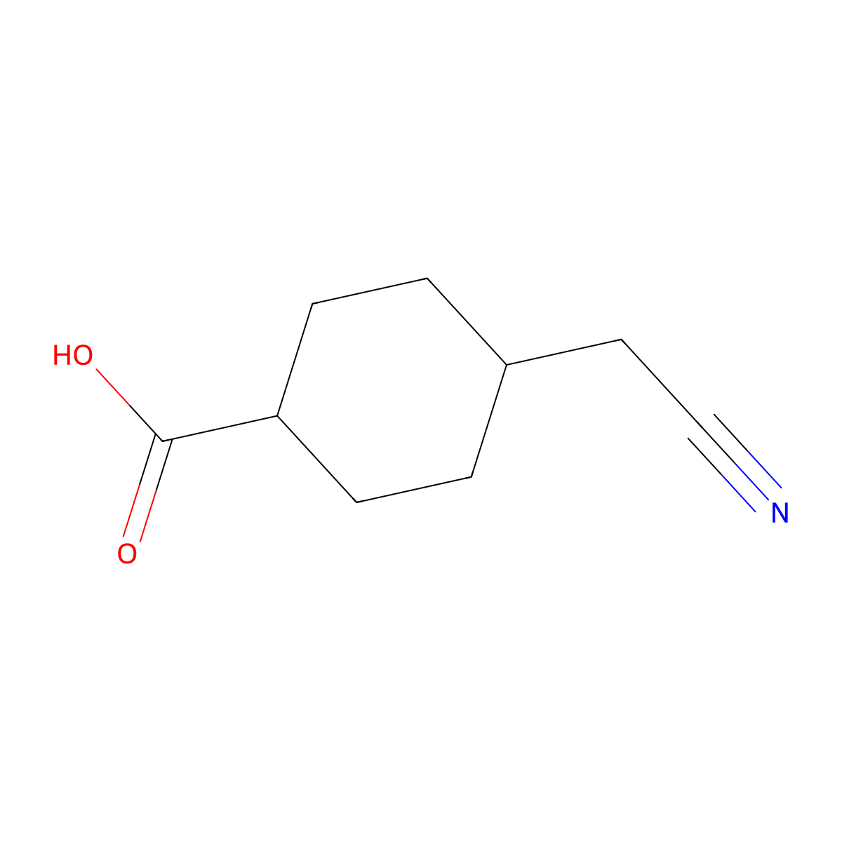 trans-4-(Cyanomethyl)cyclohexanecarboxylic Acid molecular structure, CAS 2091269-95-1
