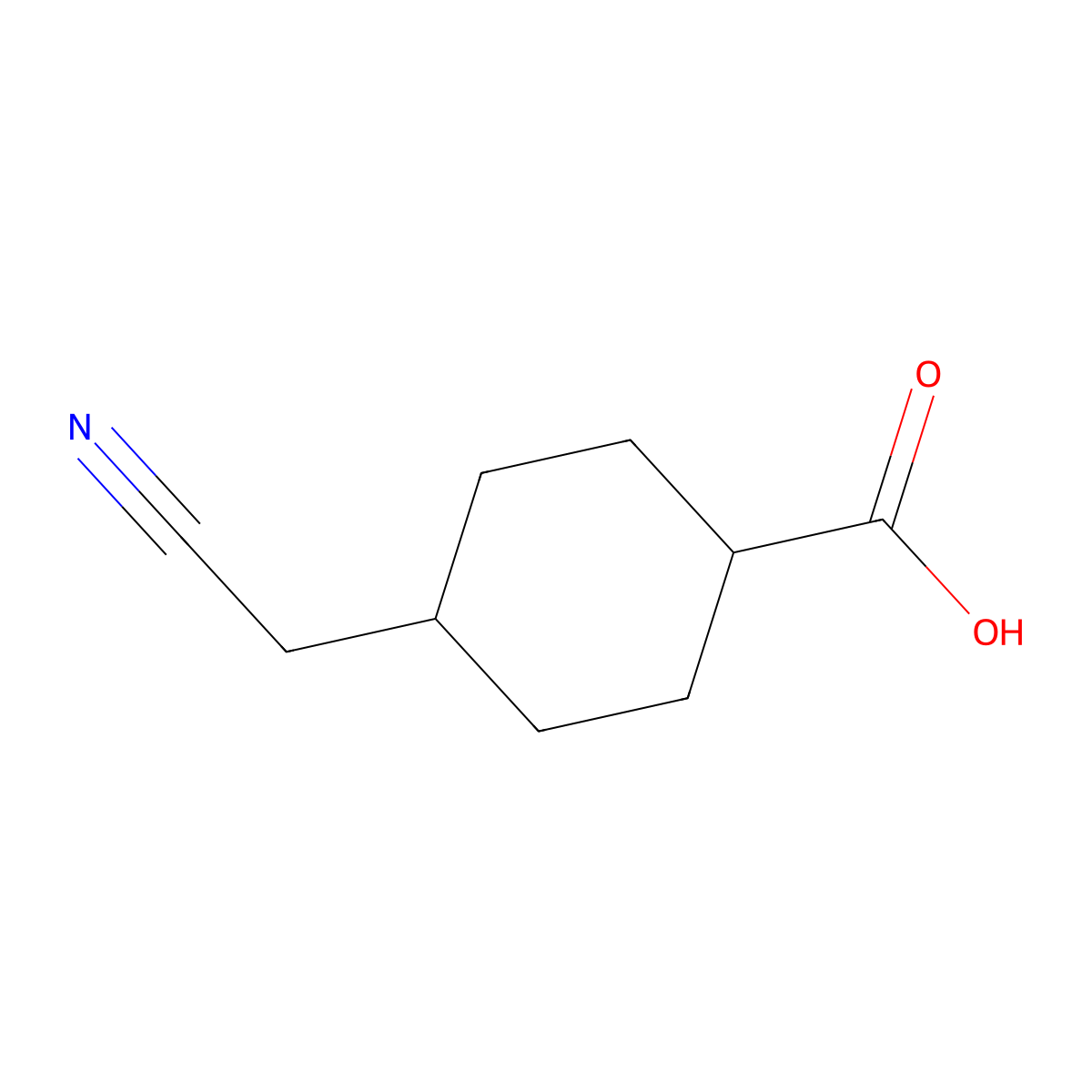 trans-4-(Cyanomethyl)cyclohexanecarboxylic Acid molecular structure, CAS 2091269-95-1