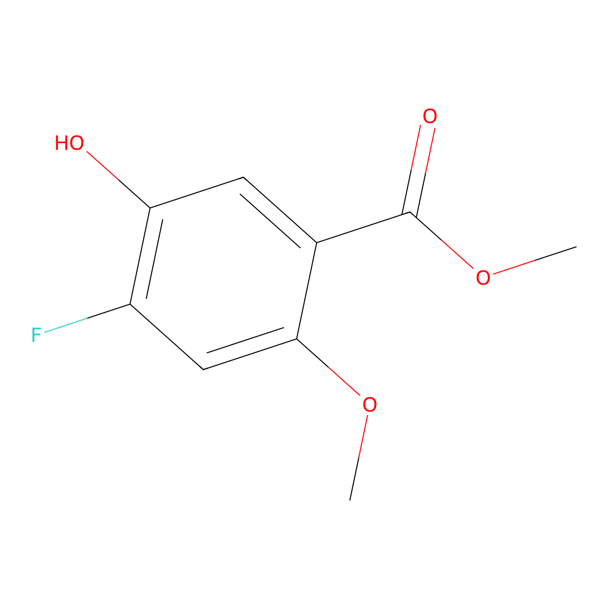 Methyl 4-fluoro-5-hydroxy-2-methoxybenzoate molecular structure, CAS 2091274-24-5