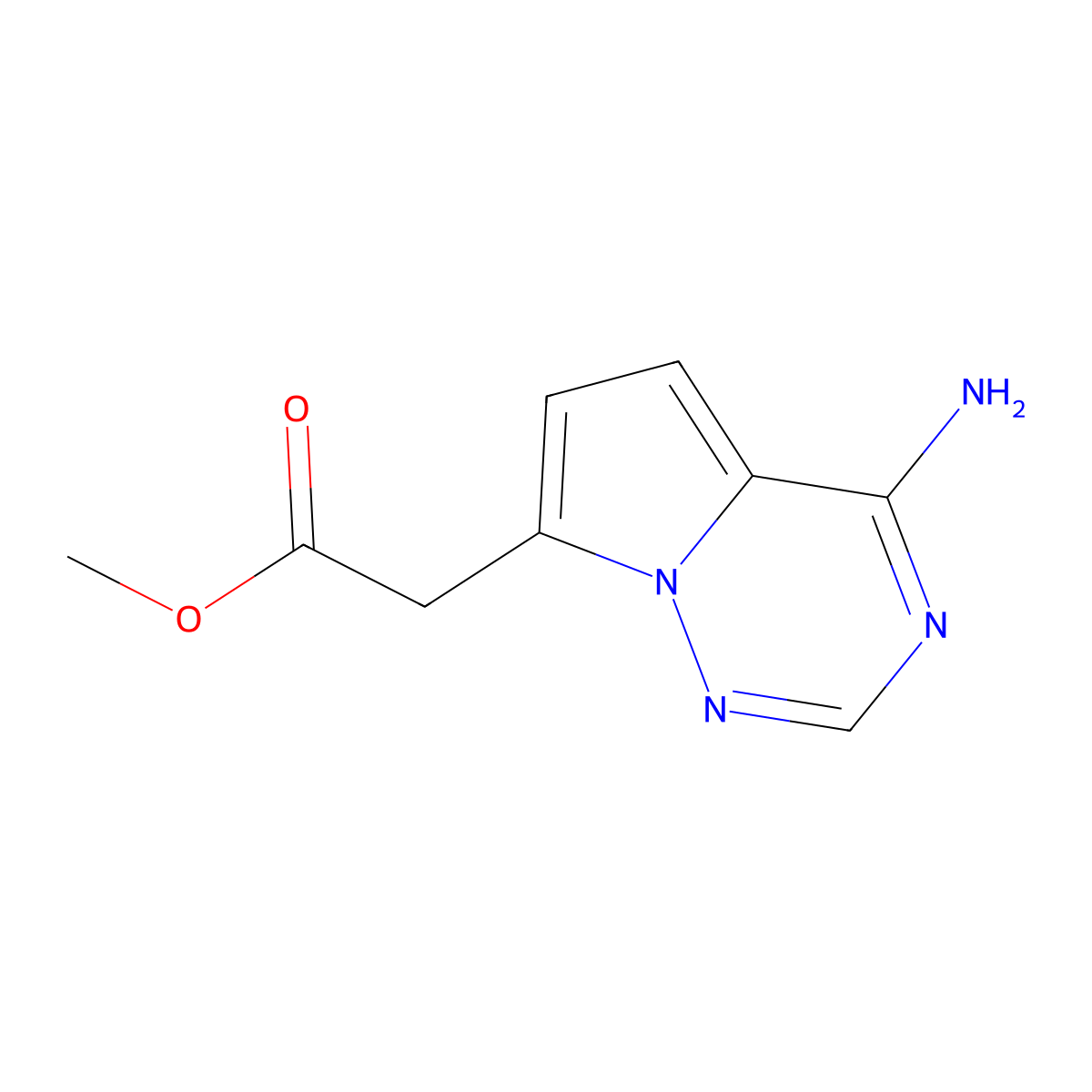 Methyl 2-{4-aminopyrrolo[2,1-f][1,2,4]triazin-7-yl}acetate molecular structure, CAS 2091276-38-7