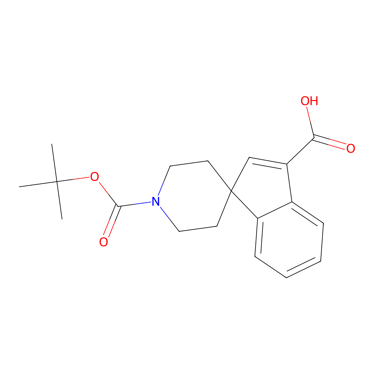 1'-(Tert-butoxycarbonyl)spiro[indene-1,4'-piperidine]-3-carboxylic acid molecular structure, CAS 209128-15-4