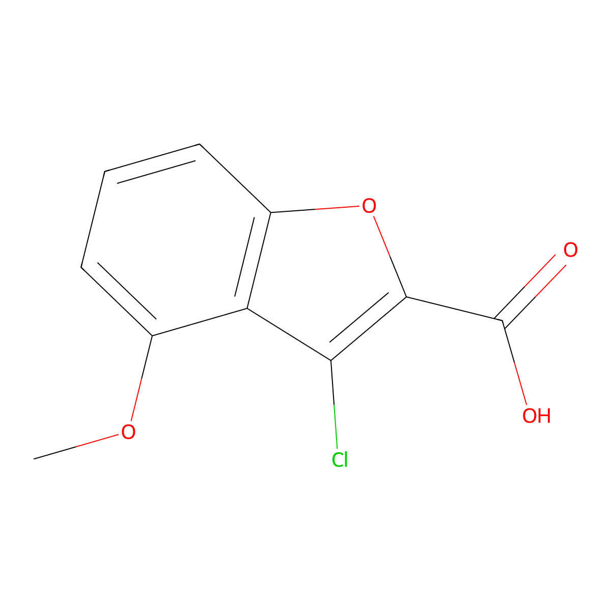 3-Chloro-4-methoxy-1-benzofuran-2-carboxylic acid molecular structure, CAS 2091281-86-4