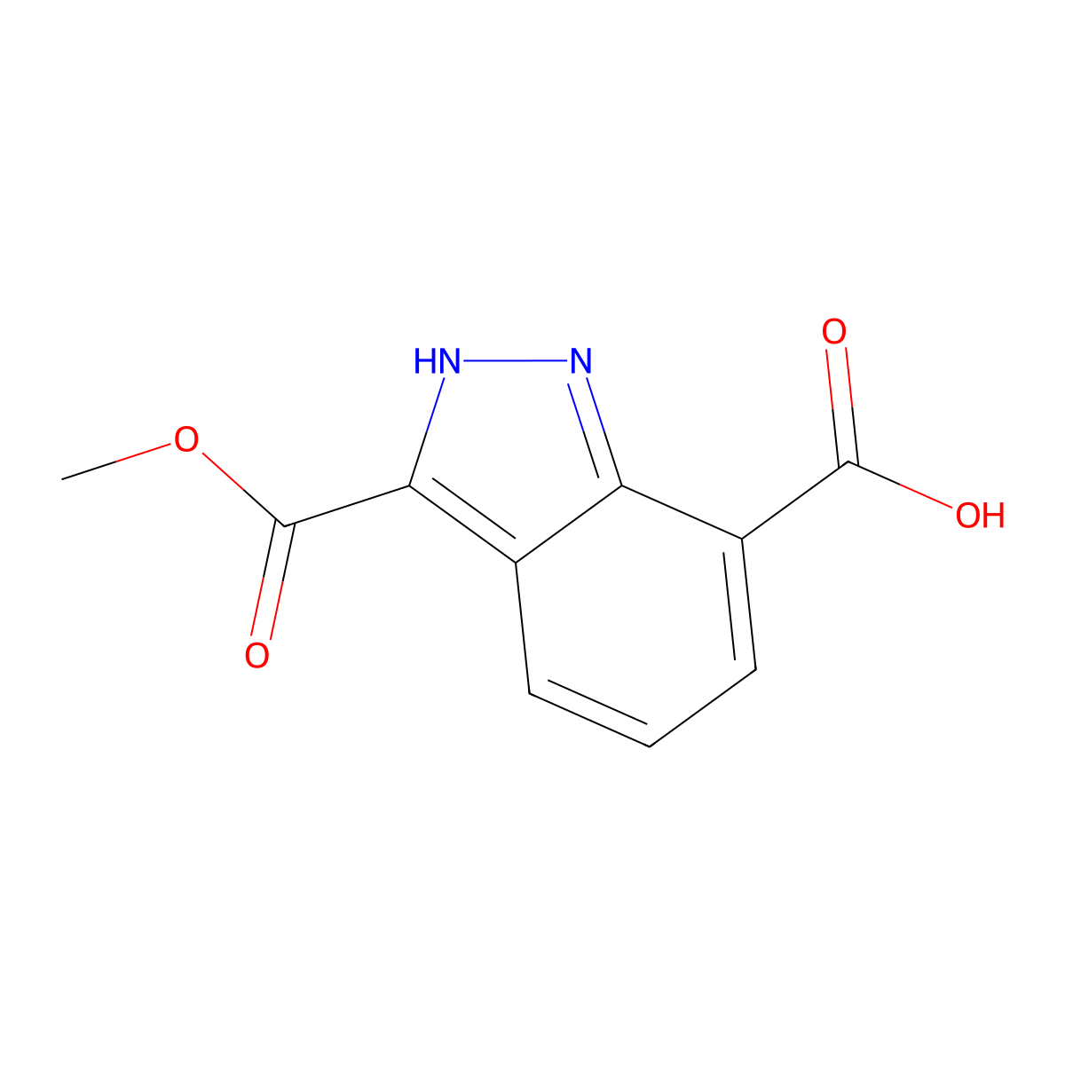 3-(methoxycarbonyl)-1H-indazole-7-carboxylic acid molecular structure, CAS 2091282-43-6