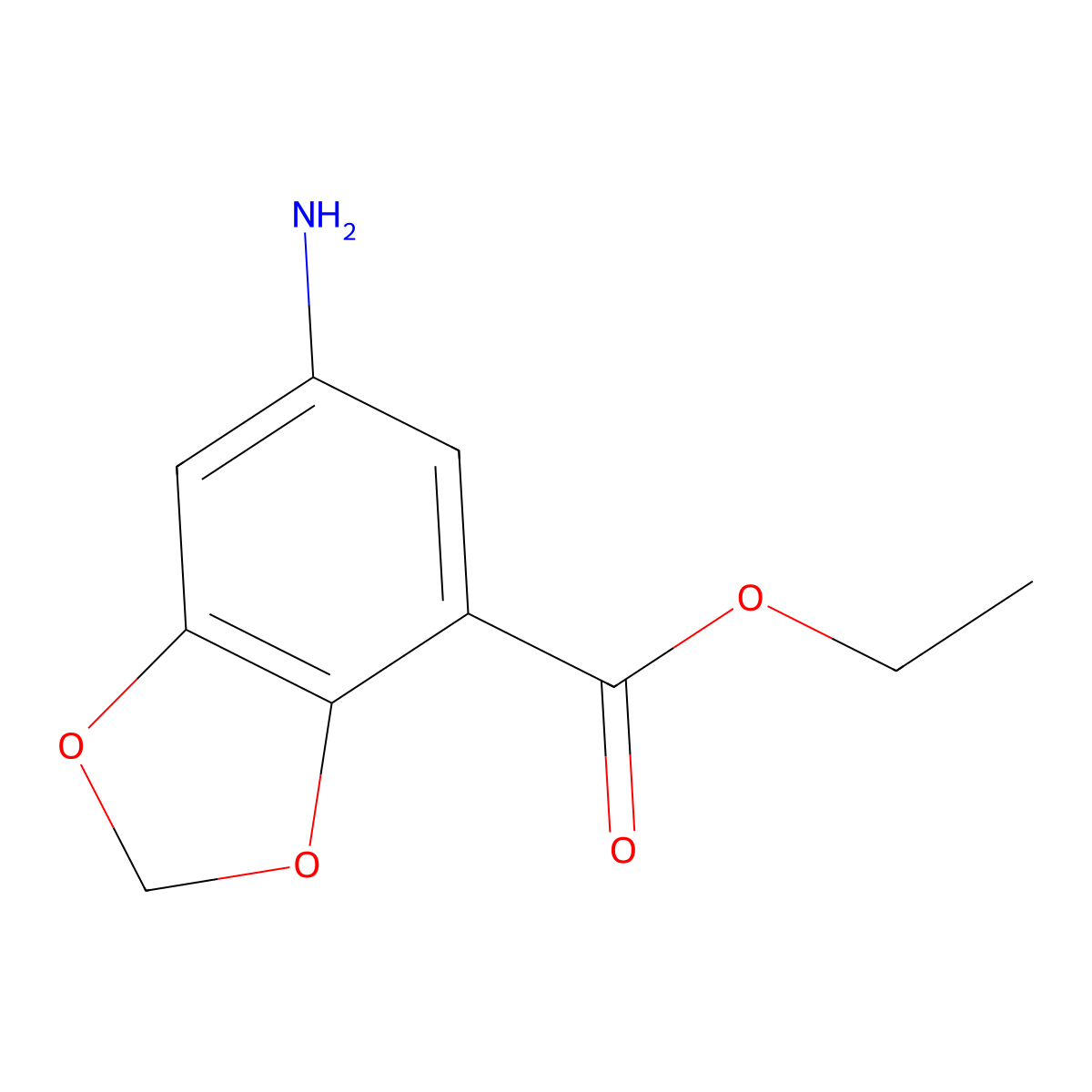 Ethyl 6-amino-1,3-dioxaindane-4-carboxylate molecular structure, CAS 2091289-73-3