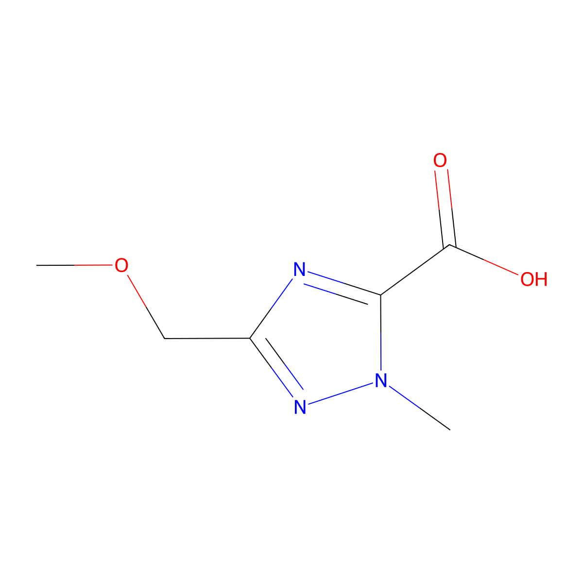 3-(methoxymethyl)-1-methyl-1H-1,2,4-triazole-5-carboxylic acid molecular structure, CAS 2091289-91-5