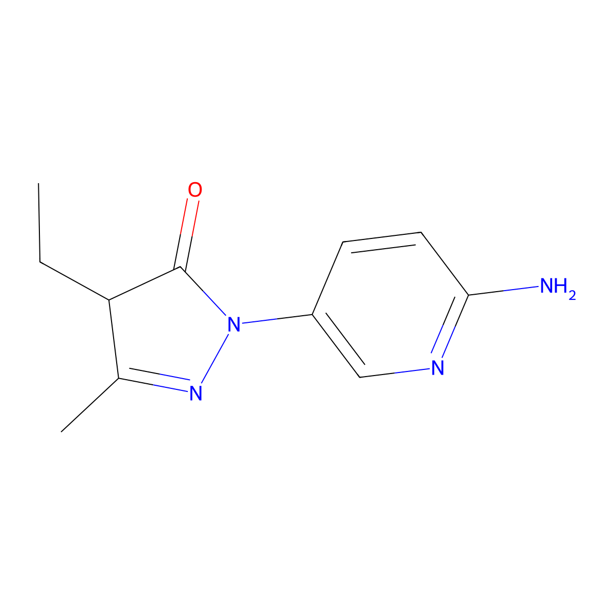 1-(6-Aminopyridin-3-yl)-4-ethyl-3-methyl-4,5-dihydro-1H-pyrazol-5-one molecular structure, CAS 2091293-00-2