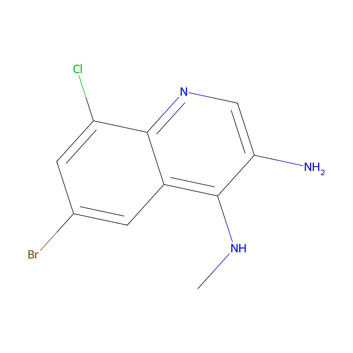 6-Bromo-8-chloro-N4-methylquinoline-3,4-diamine molecular structure, CAS 2091293-42-2
