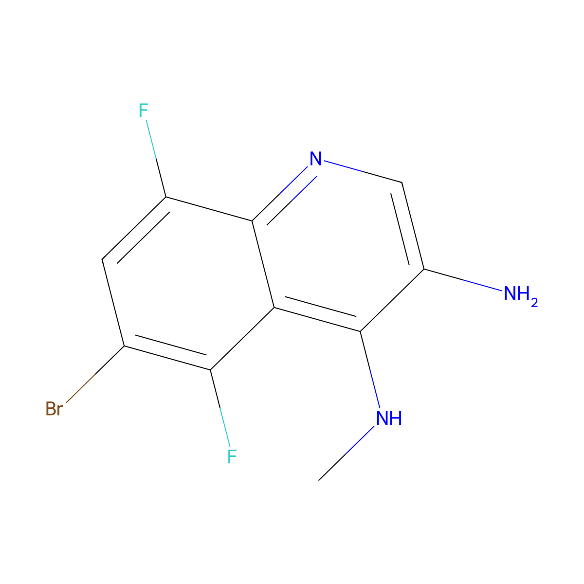 6-Bromo-5,8-difluoro-N4-methylquinoline-3,4-diamine molecular structure, CAS 2091293-48-8