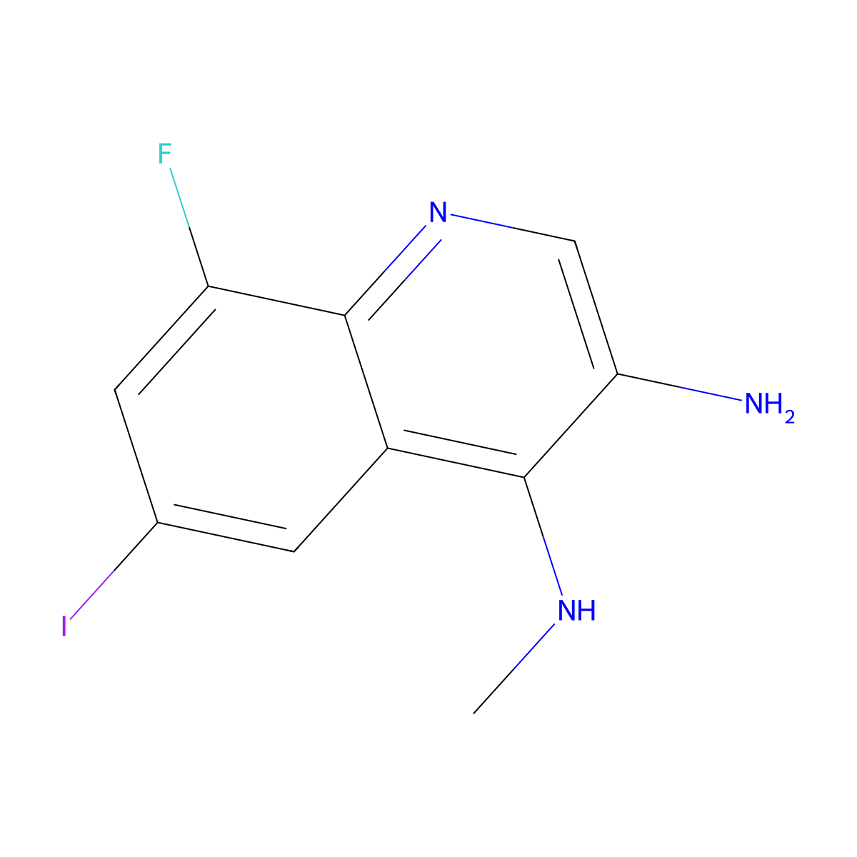 8-Fluoro-6-iodo-N4-methylquinoline-3,4-diamine molecular structure, CAS 2091293-58-0