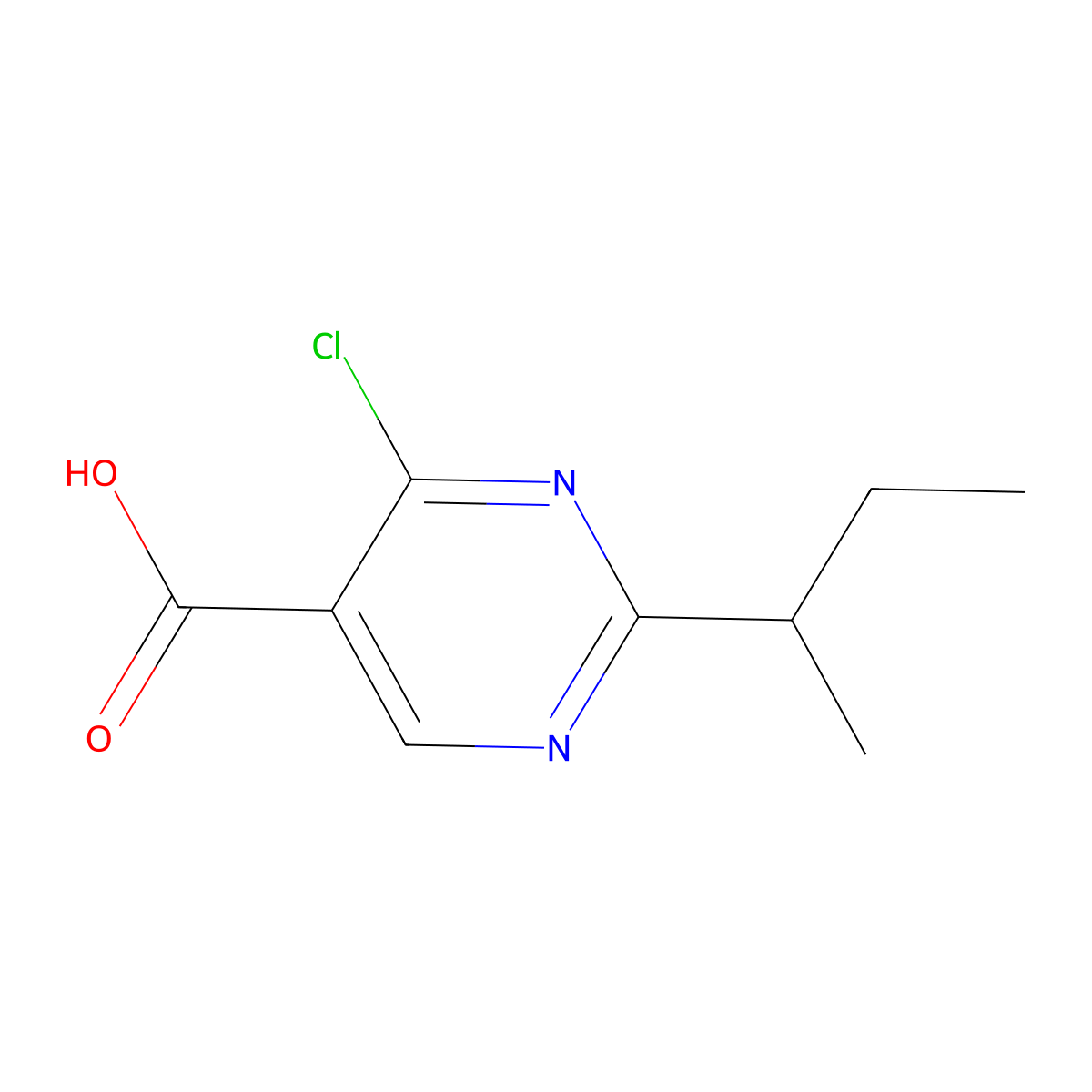 2-(Butan-2-yl)-4-chloropyrimidine-5-carboxylic acid molecular structure, CAS 2091293-83-1