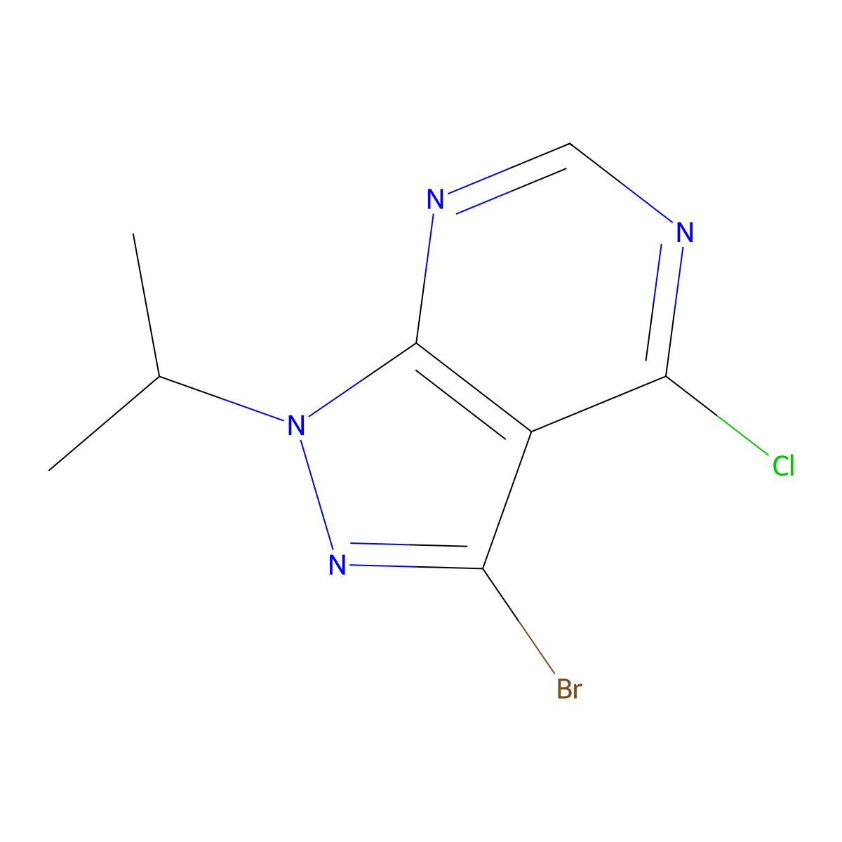 3-Bromo-4-chloro-1-(propan-2-yl)-1H-pyrazolo[3,4-d]pyrimidine molecular structure, CAS 2091293-95-5