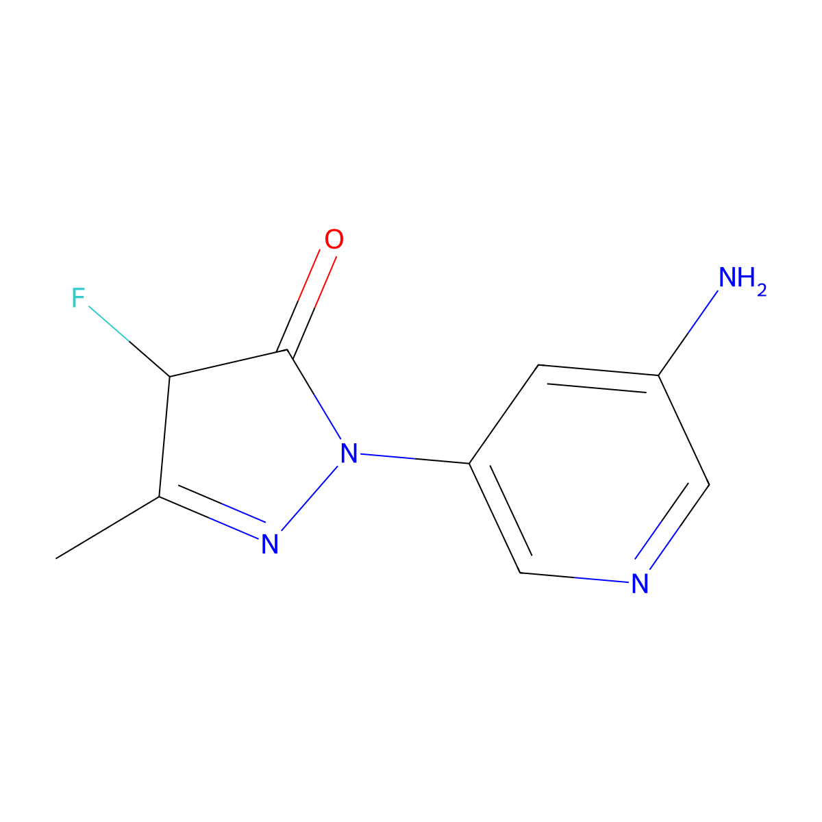 1-(5-Aminopyridin-3-yl)-4-fluoro-3-methyl-4,5-dihydro-1H-pyrazol-5-one molecular structure, CAS 2091294-29-8