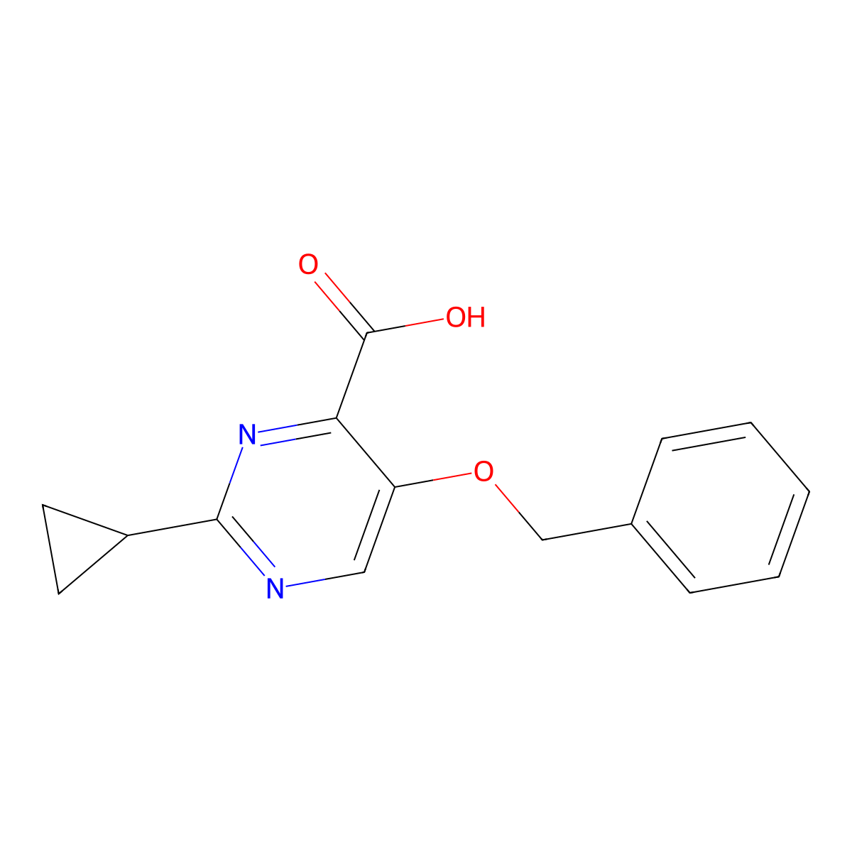 5-(Benzyloxy)-2-cyclopropylpyrimidine-4-carboxylic acid molecular structure, CAS 2091295-80-4