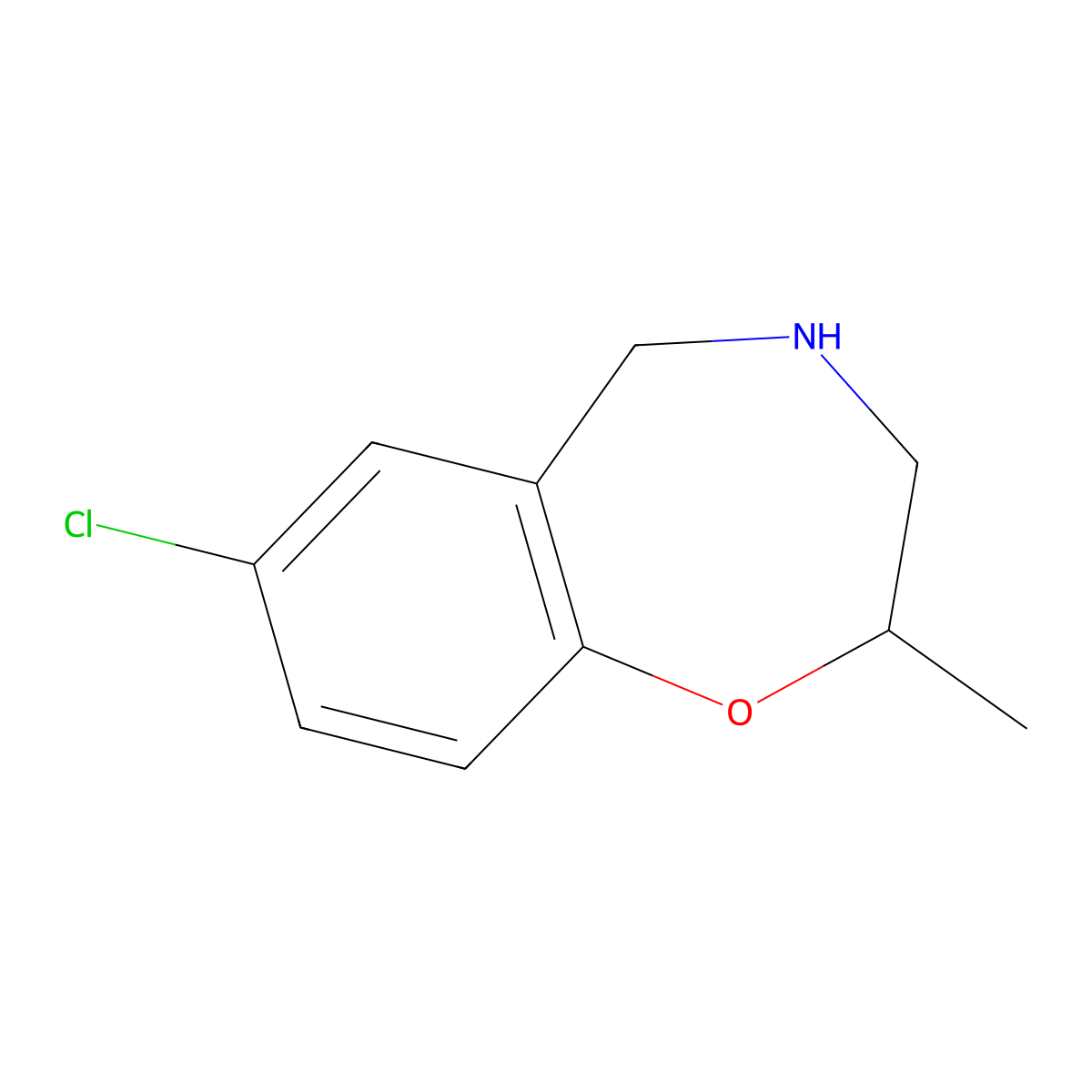 7-Chloro-2-methyl-2,3,4,5-tetrahydro-1,4-benzoxazepine molecular structure, CAS 2091298-03-0