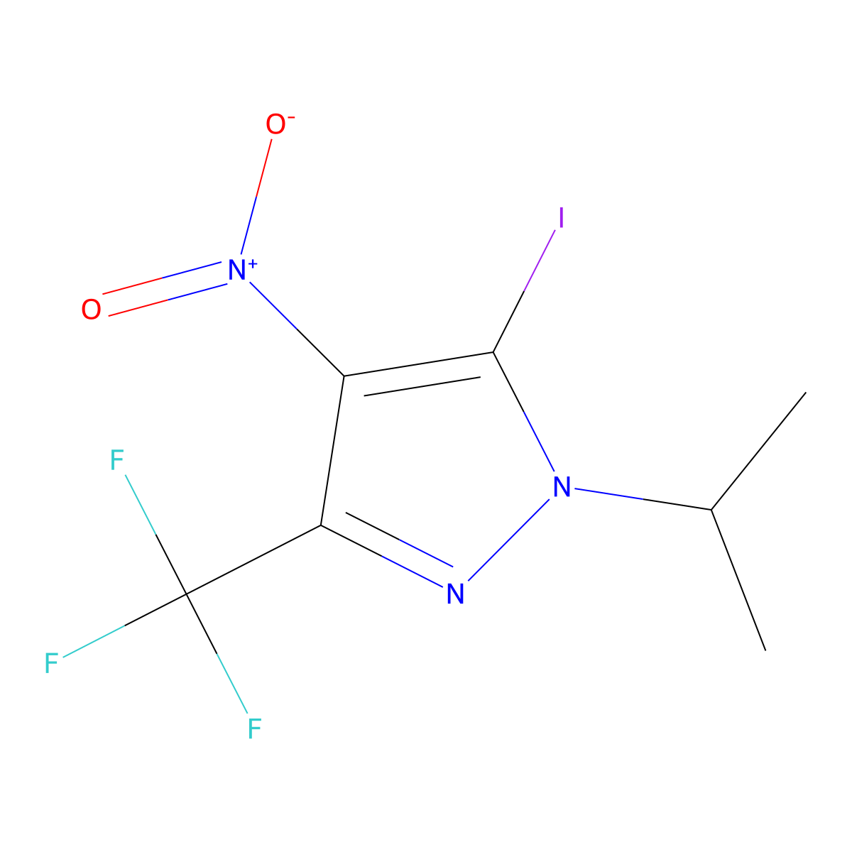 5-Iodo-4-nitro-1-(propan-2-yl)-3-(trifluoromethyl)-1H-pyrazole molecular structure, CAS 2091298-57-4