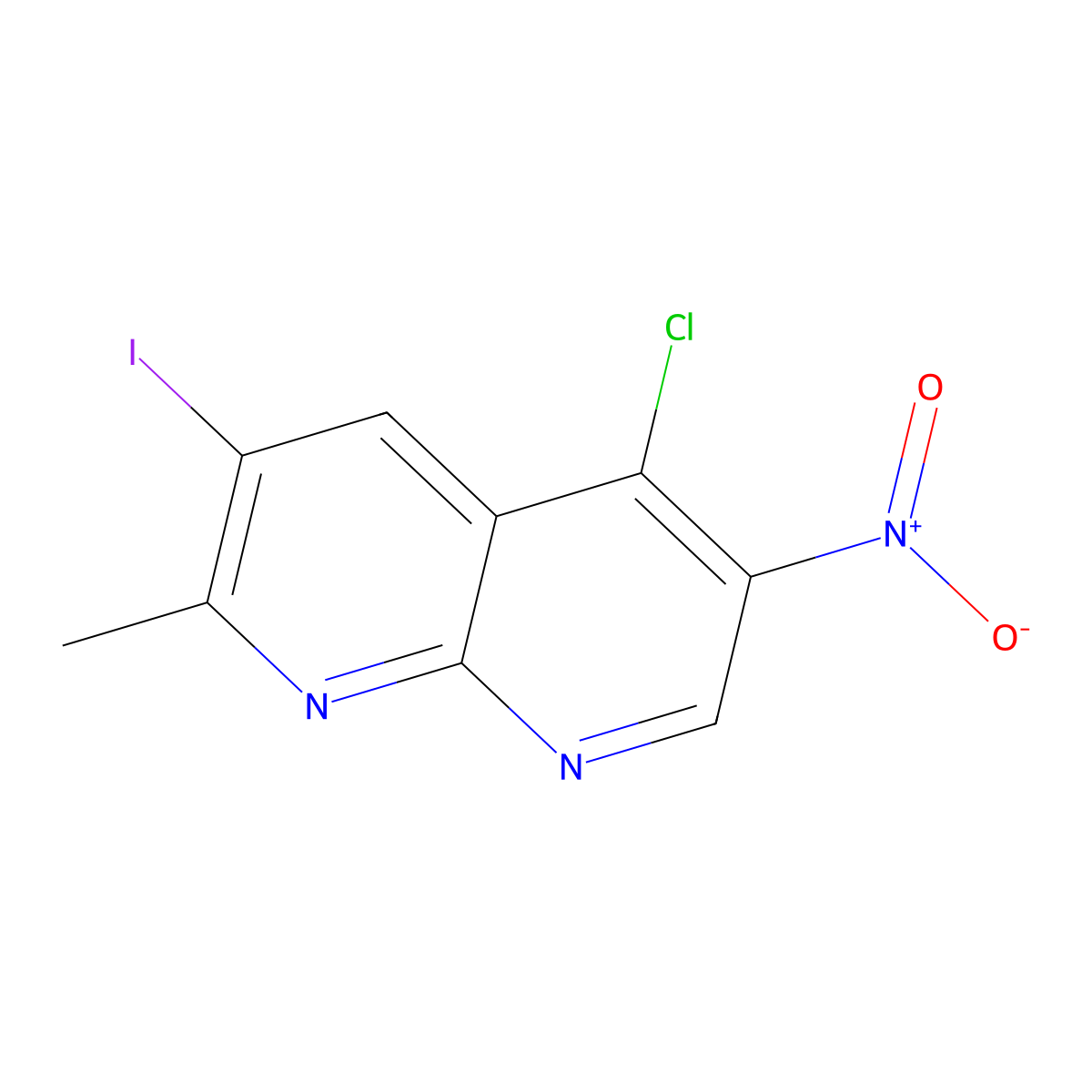 5-Chloro-3-iodo-2-methyl-6-nitro-1,8-naphthyridine molecular structure, CAS 2091298-74-5