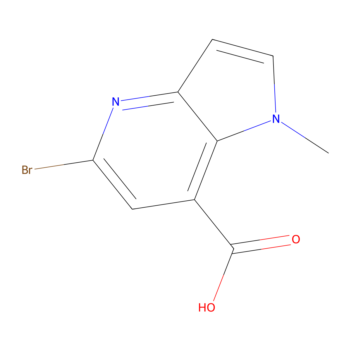 5-bromo-1-methyl-1H-pyrrolo[3,2-b]pyridine-7-carboxylic acid molecular structure, CAS 2091299-15-7