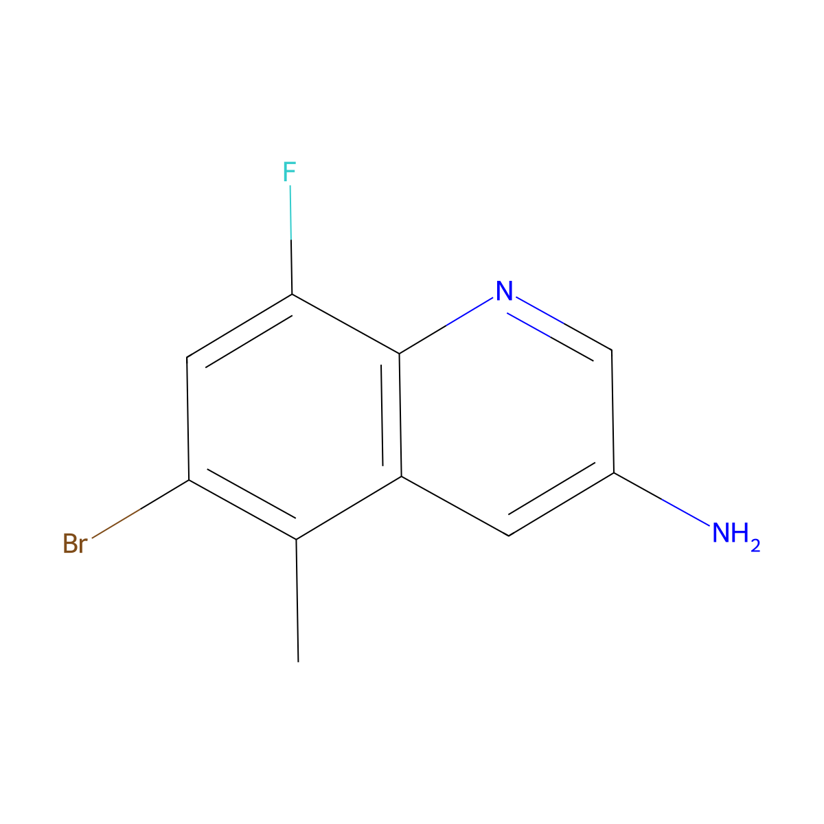 6-Bromo-8-fluoro-5-methylquinolin-3-amine molecular structure, CAS 2091299-73-7