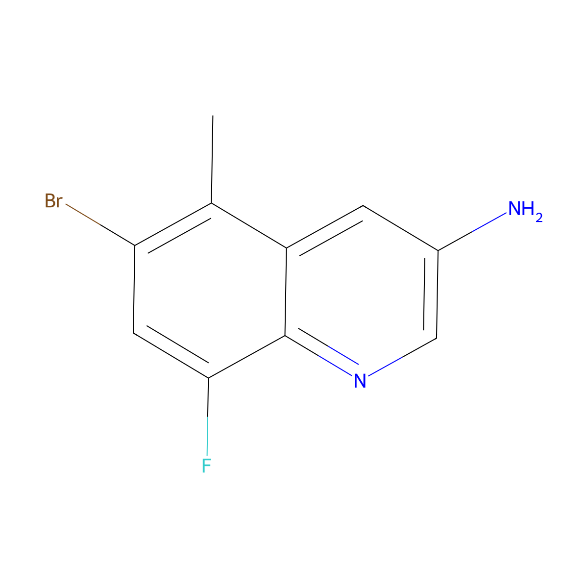 6-Bromo-8-fluoro-5-methylquinolin-3-amine molecular structure, CAS 2091299-73-7