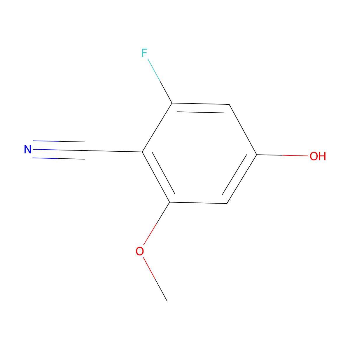 2-Fluoro-4-hydroxy-6-methoxybenZonitrile molecular structure, CAS 2091302-91-7