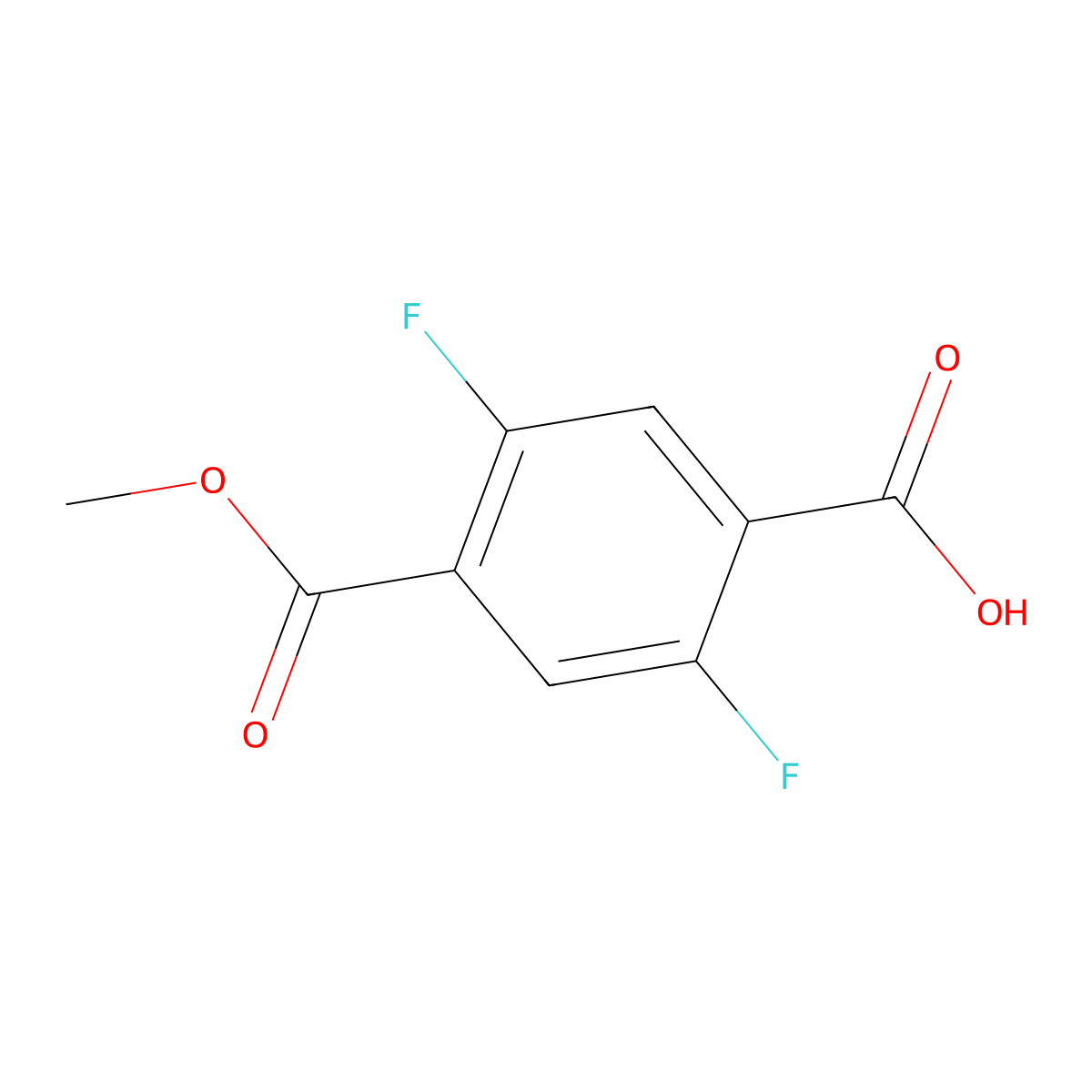 2,5-Difluoro-4-(methoxycarbonyl)benzoic acid molecular structure, CAS 2091316-47-9