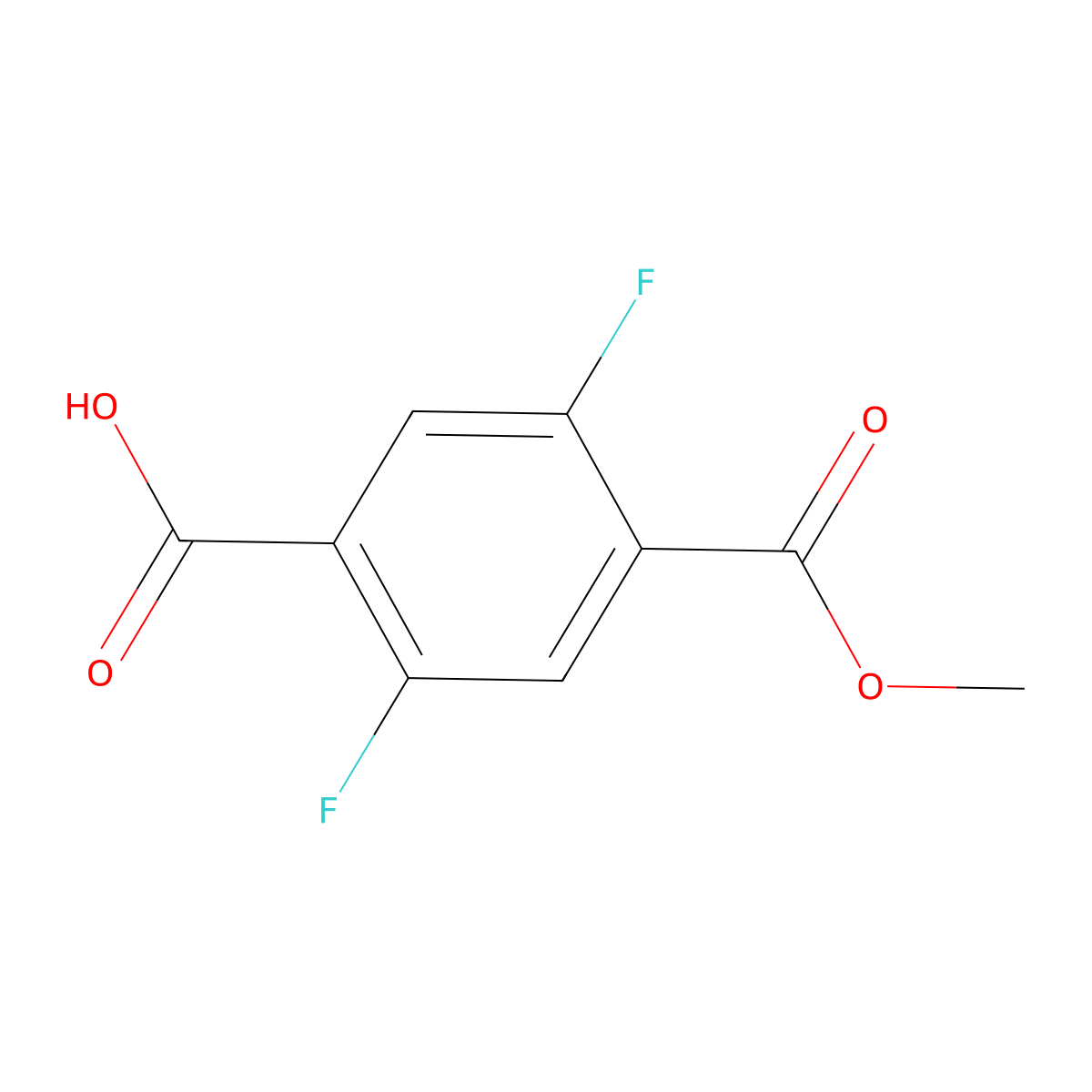 2,5-Difluoro-4-(methoxycarbonyl)benzoic acid molecular structure, CAS 2091316-47-9