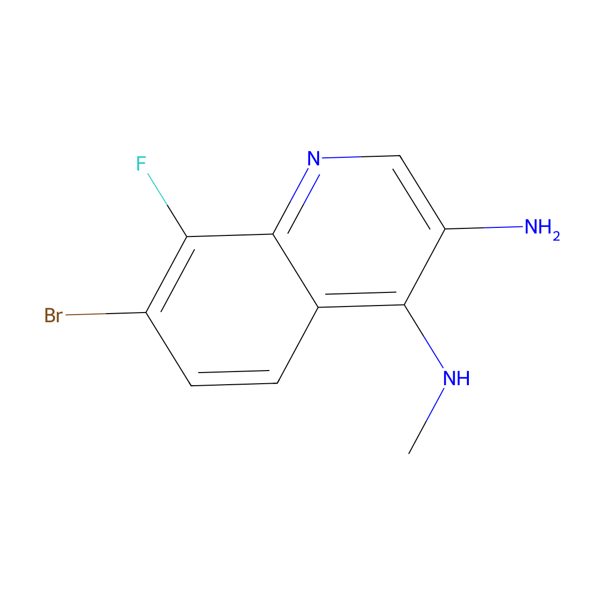 7-Bromo-8-fluoro-N4-methylquinoline-3,4-diamine molecular structure, CAS 2091324-35-3