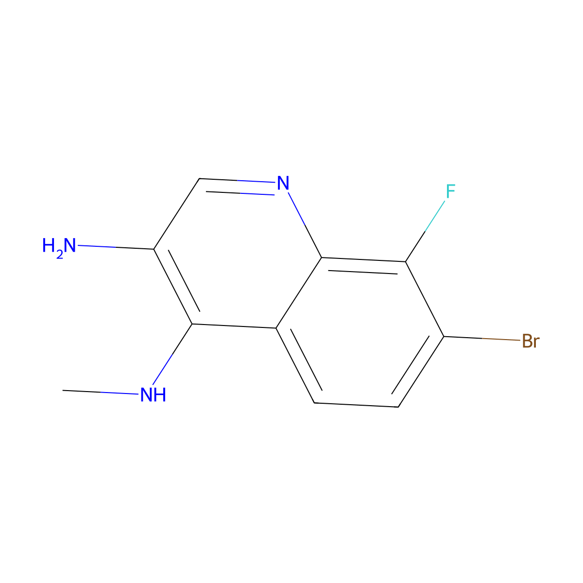 7-Bromo-8-fluoro-N4-methylquinoline-3,4-diamine molecular structure, CAS 2091324-35-3