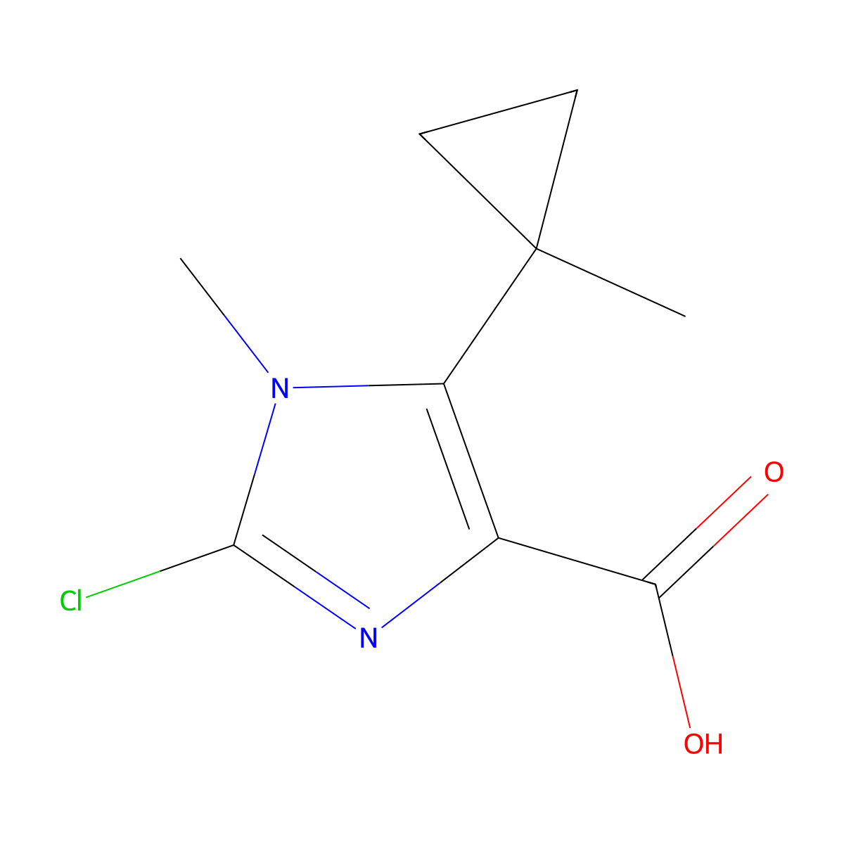 2-Chloro-1-methyl-5-(1-methylcyclopropyl)-1H-imidazole-4-carboxylic acid molecular structure, CAS 2091327-86-3