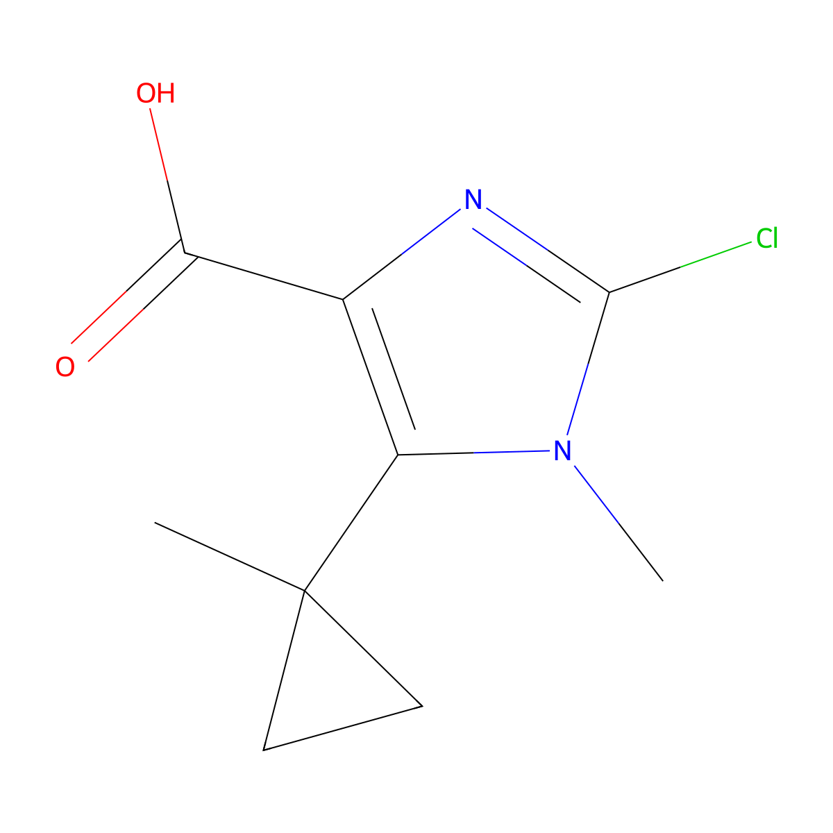 2-Chloro-1-methyl-5-(1-methylcyclopropyl)-1H-imidazole-4-carboxylic acid molecular structure, CAS 2091327-86-3
