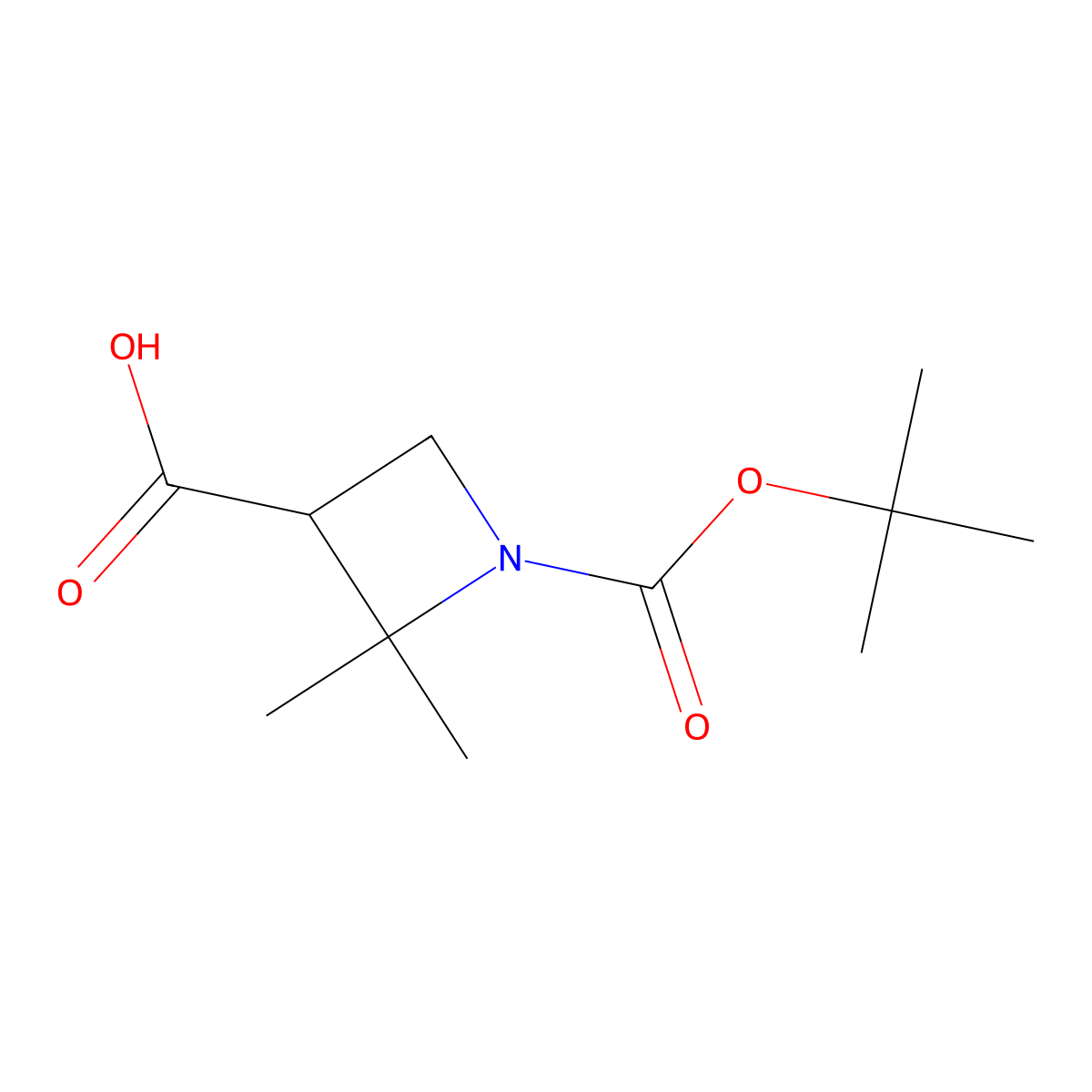 1-[(Tert-butoxy)carbonyl]-2,2-dimethylazetidine-3-carboxylic acid molecular structure, CAS 2091327-91-0