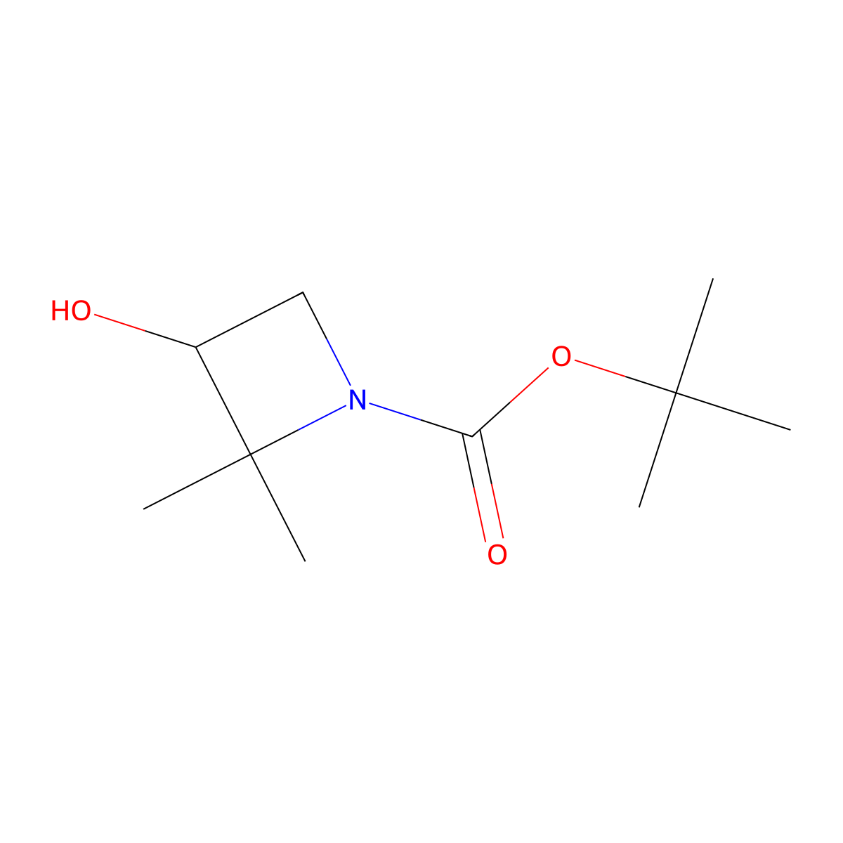 Tert-butyl 3-hydroxy-2,2-dimethylazetidine-1-carboxylate molecular structure, CAS 2091328-15-1