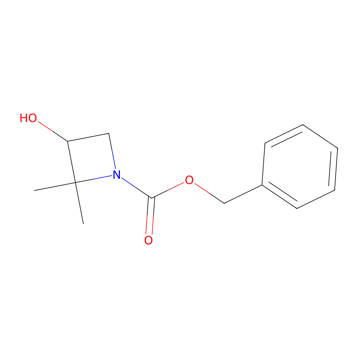 Benzyl 3-hydroxy-2,2-dimethylazetidine-1-carboxylate molecular structure, CAS 2091328-37-7