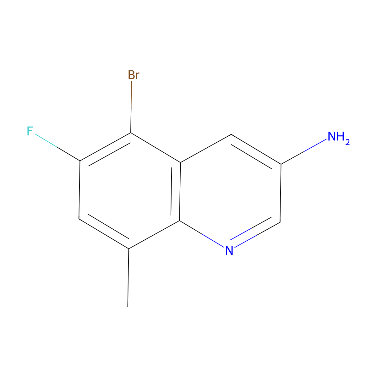 5-Bromo-6-fluoro-8-methylquinolin-3-amine molecular structure, CAS 2091328-91-3