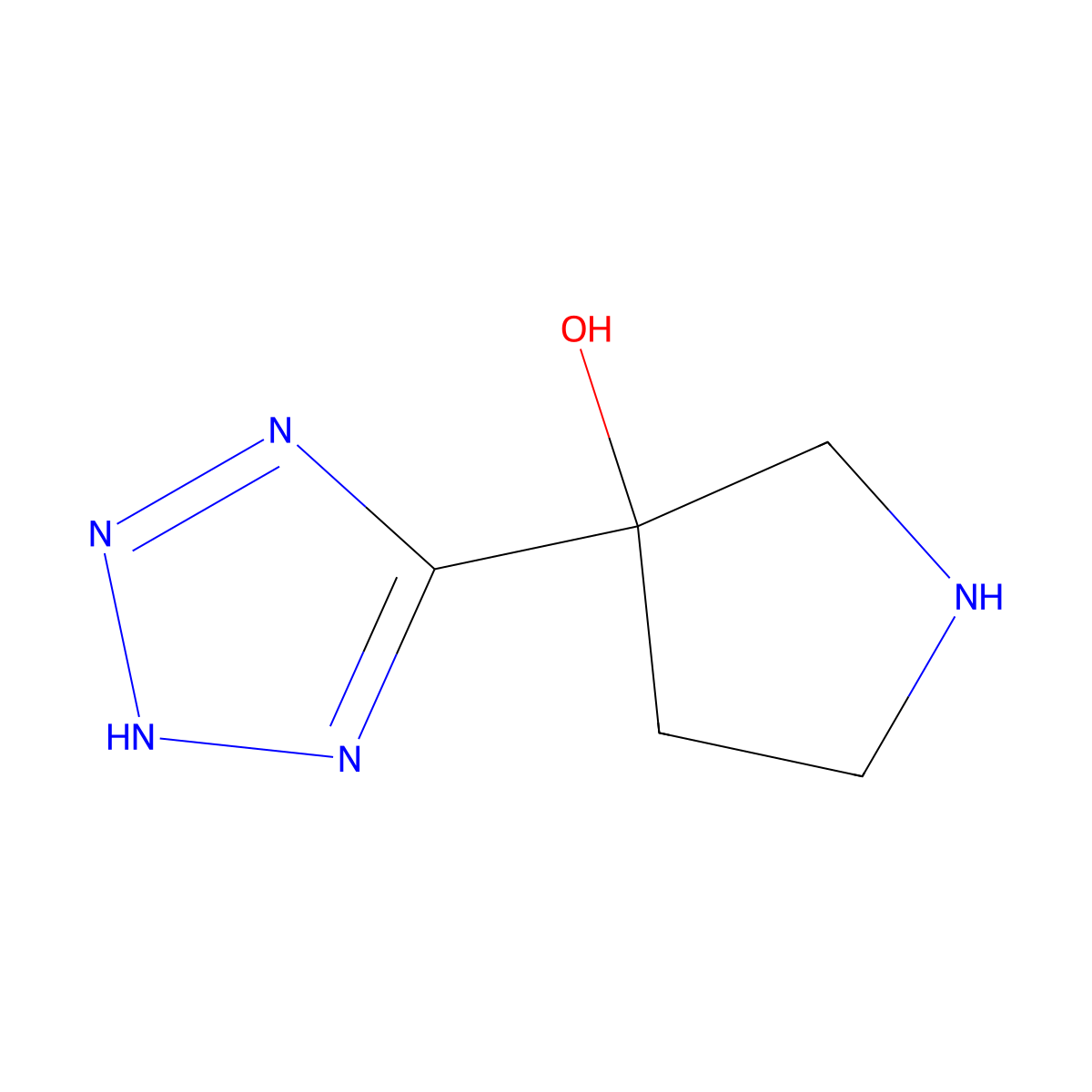 3-(1H-1,2,3,4-tetrazol-5-yl)pyrrolidin-3-ol molecular structure, CAS 2091353-97-6