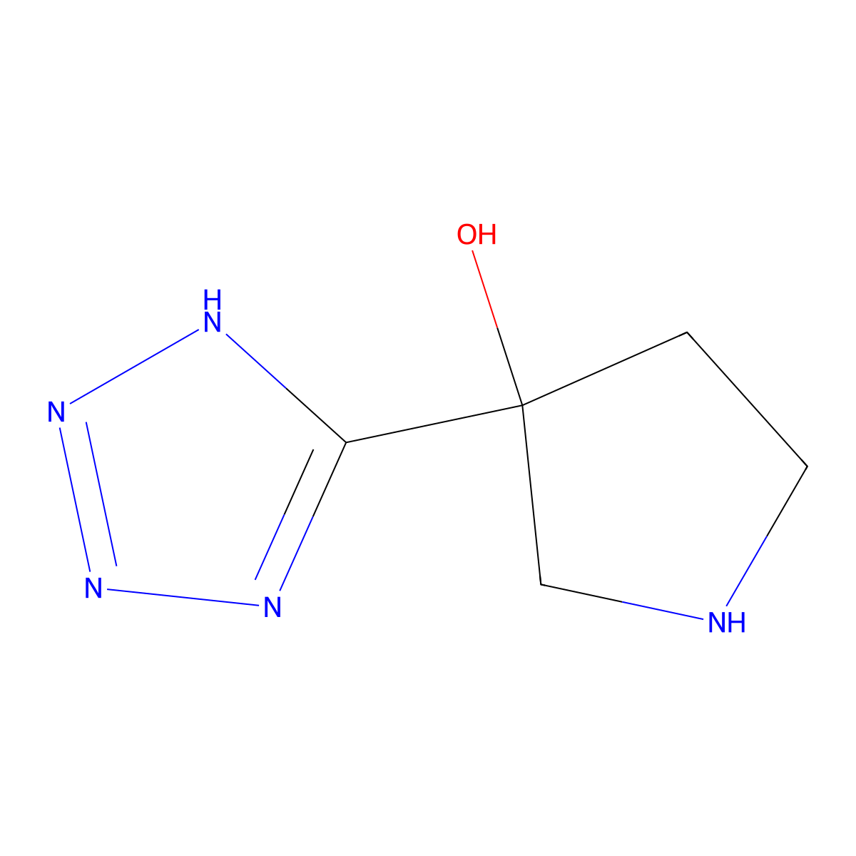 3-(1H-1,2,3,4-tetrazol-5-yl)pyrrolidin-3-ol molecular structure, CAS 2091353-97-6
