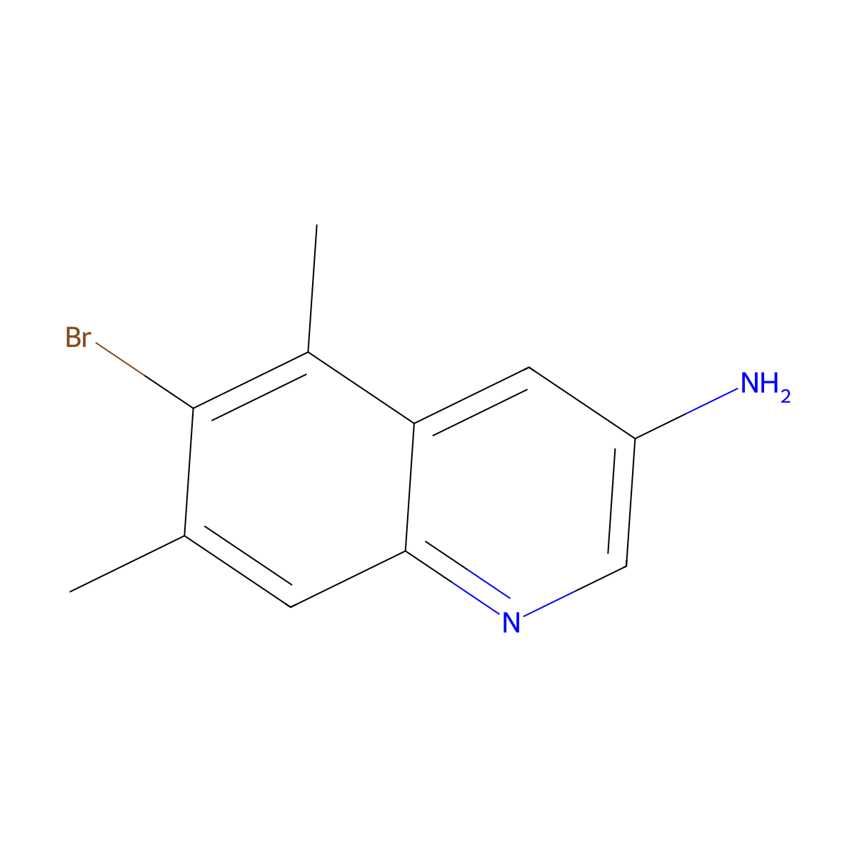 6-Bromo-5,7-dimethylquinolin-3-amine molecular structure, CAS 2091354-83-3
