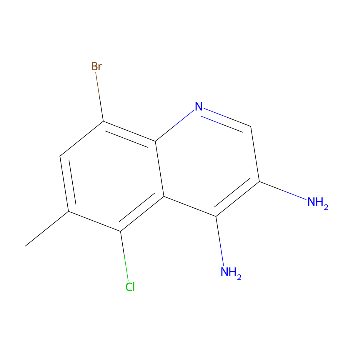 8-Bromo-5-chloro-6-methylquinoline-3,4-diamine molecular structure, CAS 2091355-04-1