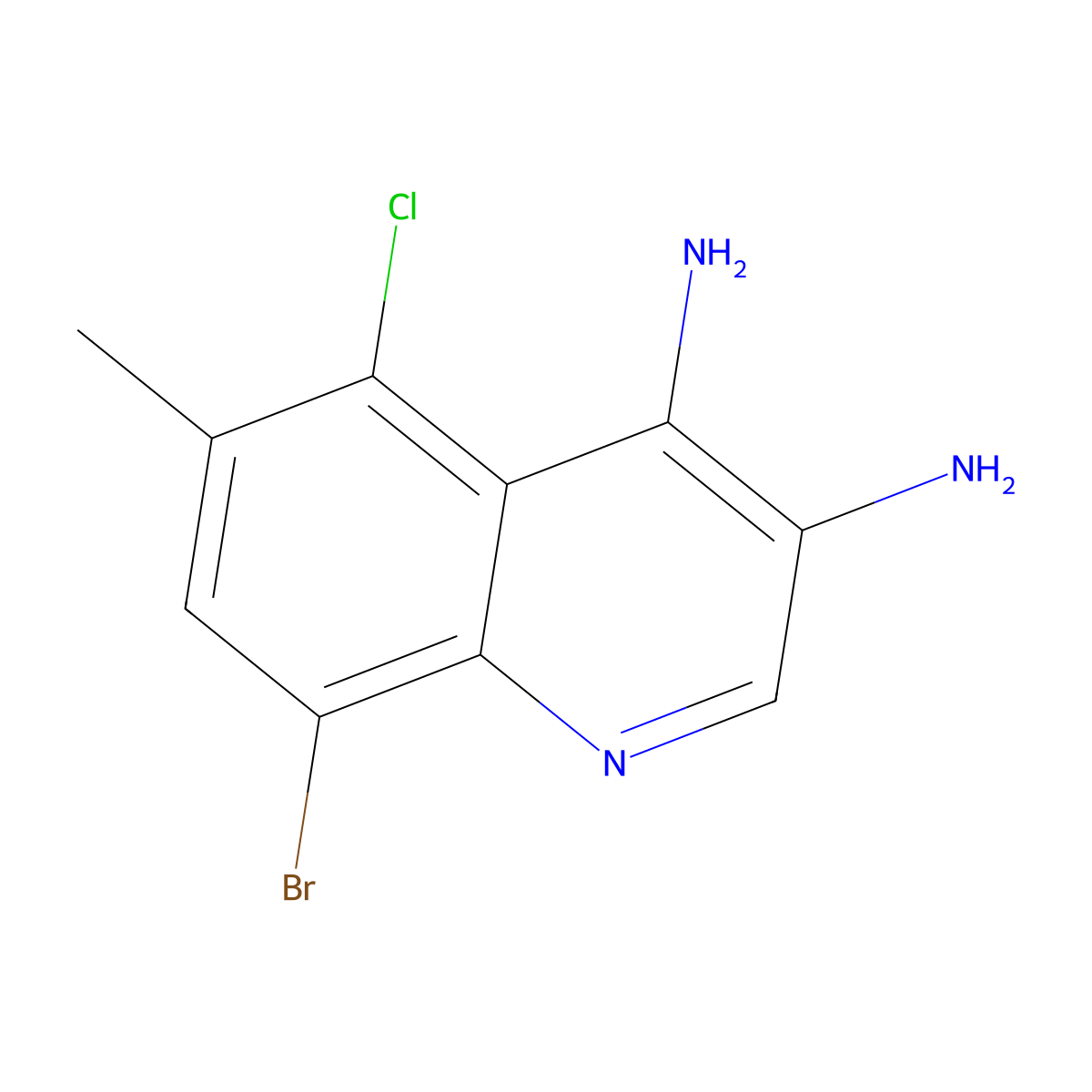 8-Bromo-5-chloro-6-methylquinoline-3,4-diamine molecular structure, CAS 2091355-04-1