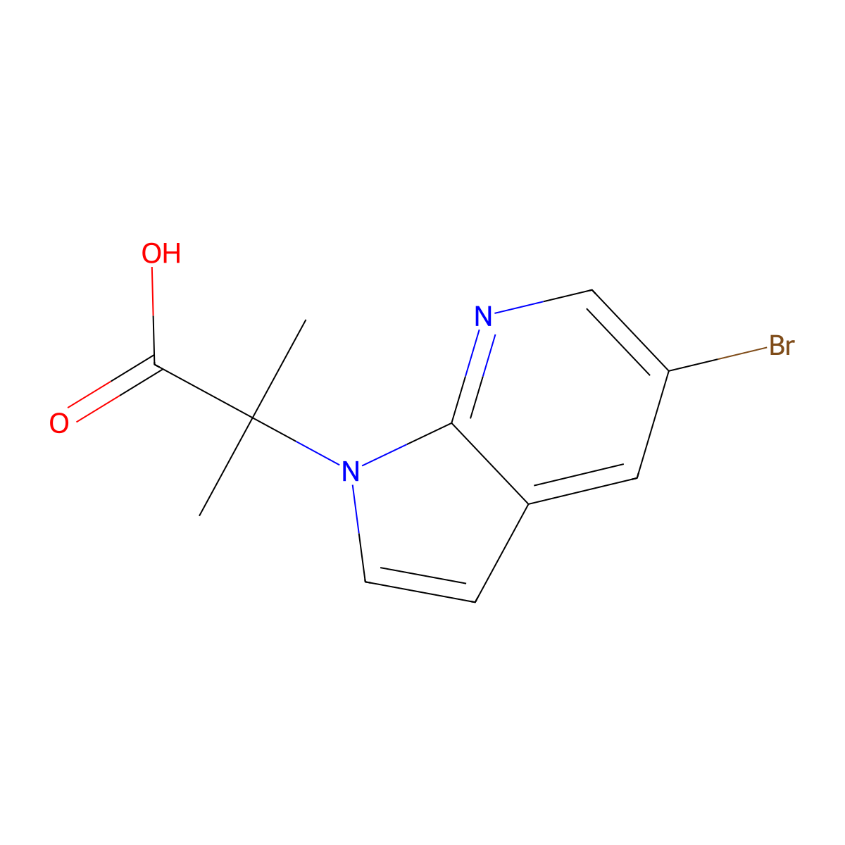 2-{5-bromo-1H-pyrrolo[2,3-b]pyridin-1-yl}-2-methylpropanoic acid molecular structure, CAS 2091355-10-9
