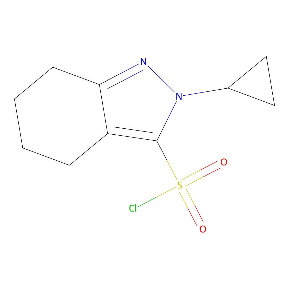 2-Cyclopropyl-4,5,6,7-tetrahydro-2H-indazole-3-sulfonyl chloride molecular structure, CAS 2091355-14-3