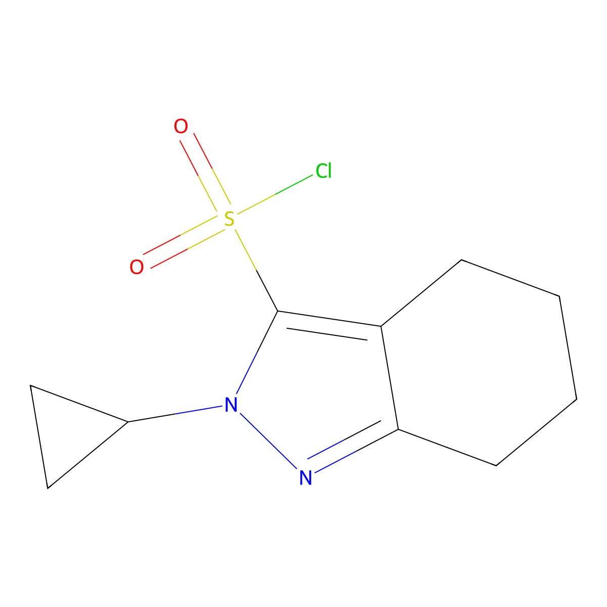 2-Cyclopropyl-4,5,6,7-tetrahydro-2H-indazole-3-sulfonyl chloride molecular structure, CAS 2091355-14-3