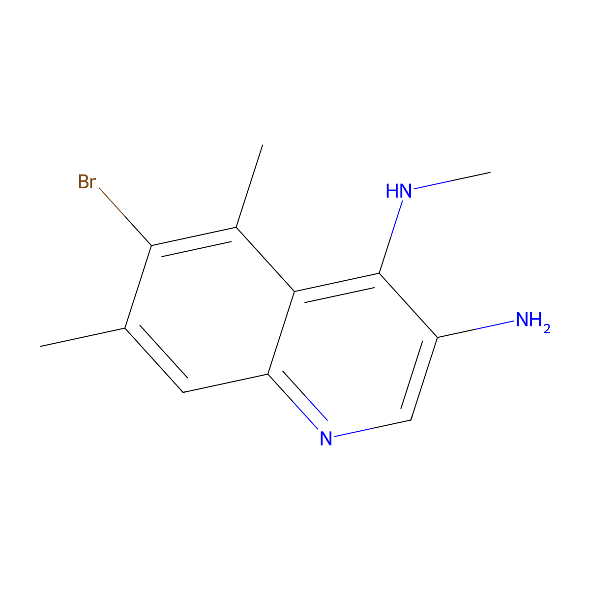 6-Bromo-N4,5,7-trimethylquinoline-3,4-diamine molecular structure, CAS 2091355-27-8