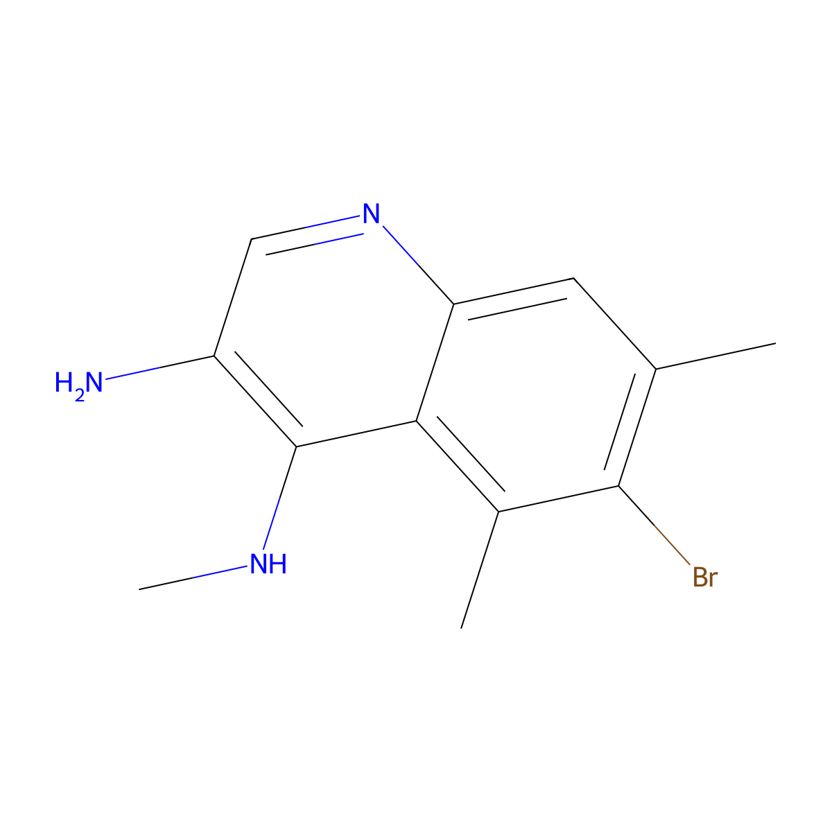6-Bromo-N4,5,7-trimethylquinoline-3,4-diamine molecular structure, CAS 2091355-27-8